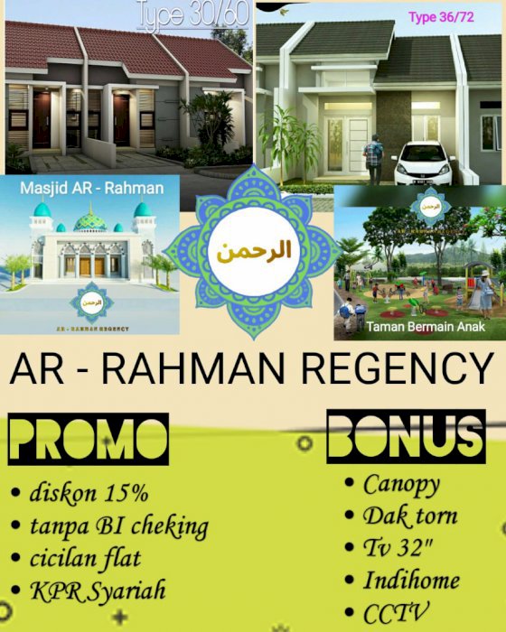10 Mnt Ke Tol Gemabar, Rumah Murah Bandung; Ar Rahman Regency