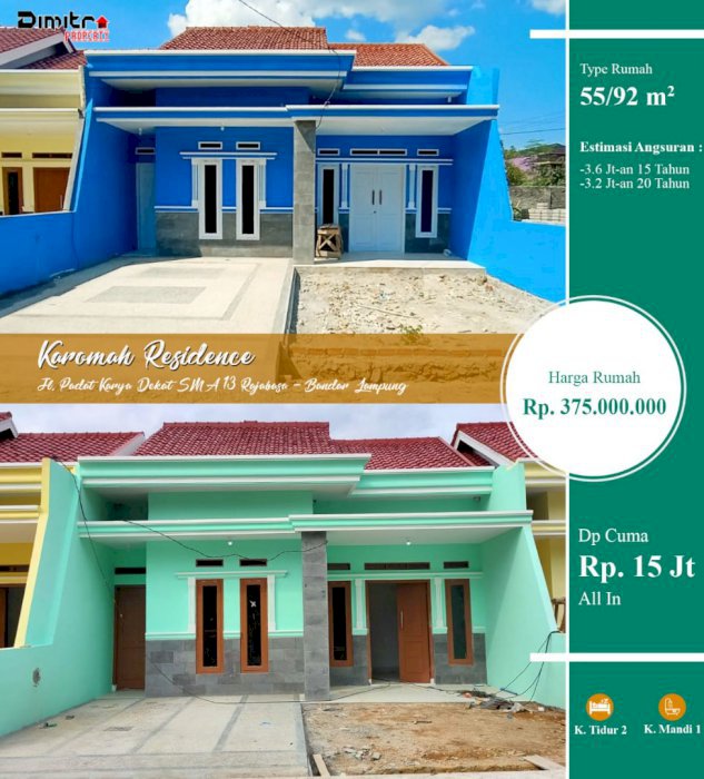 Promo Rumah Mewah dan Nyaman Bonus AC  dan TV Lokasi Rajabasa