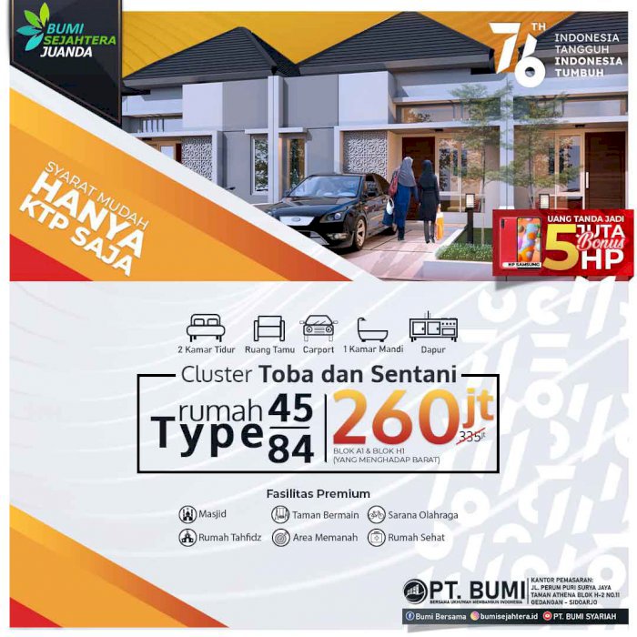 Dijual Rumah Primary Bumi Sejahtera Juanda UTJ 5JT HARGA 260JT