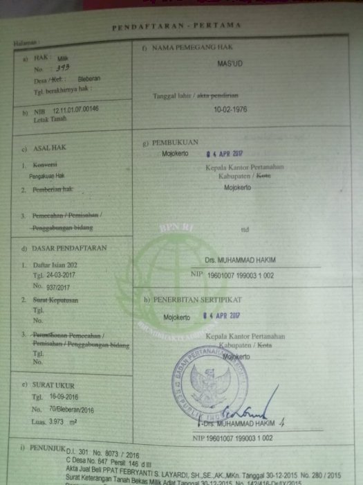 Dijual tanah beserta isinya