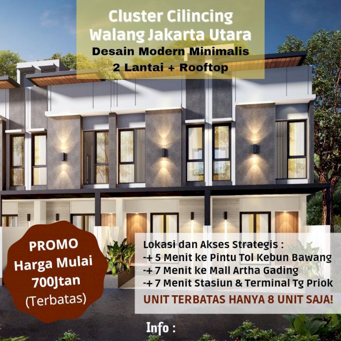 Rumah 2 lantai minimalis dekat  mall artha Gading di Jakarta Utara