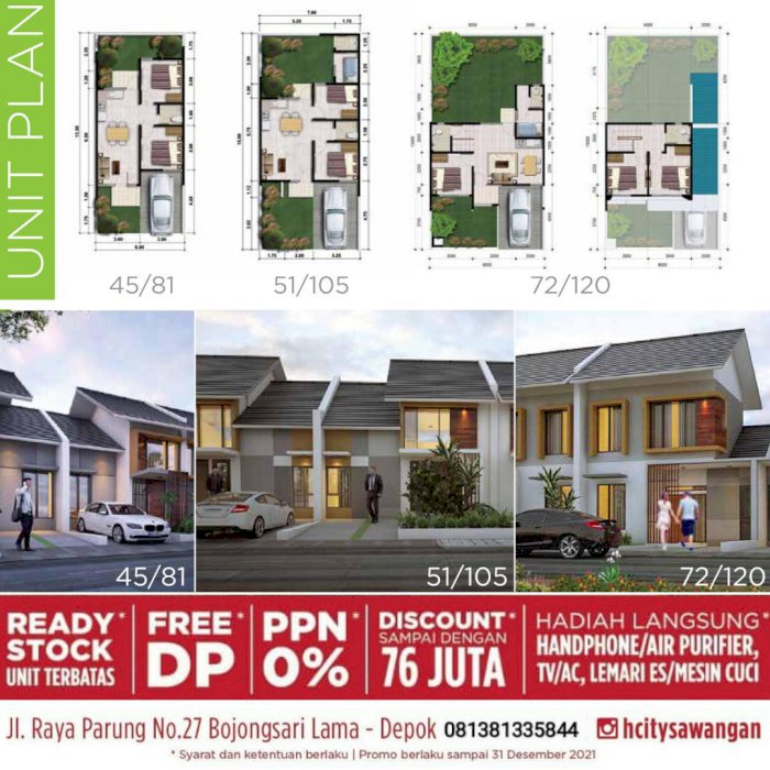 Dijual Rumah Dapat Hadiah Free DP Di Cluster H City Sawangan Depok