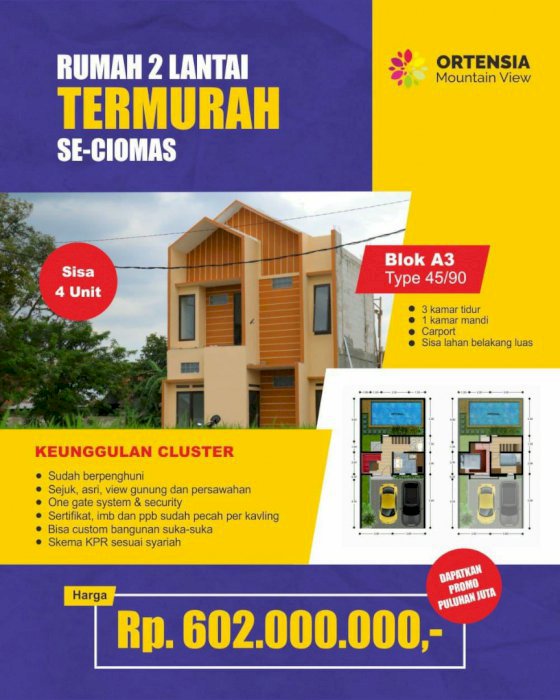 Hunian Termurah Miliki Aja Ortensia Mountain View Ciomas, Bogor