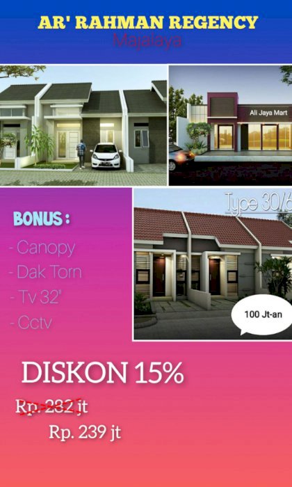 Rumah Murah Bansel, Bisa Nego DP & Cicilan : Ar Rahman Regency