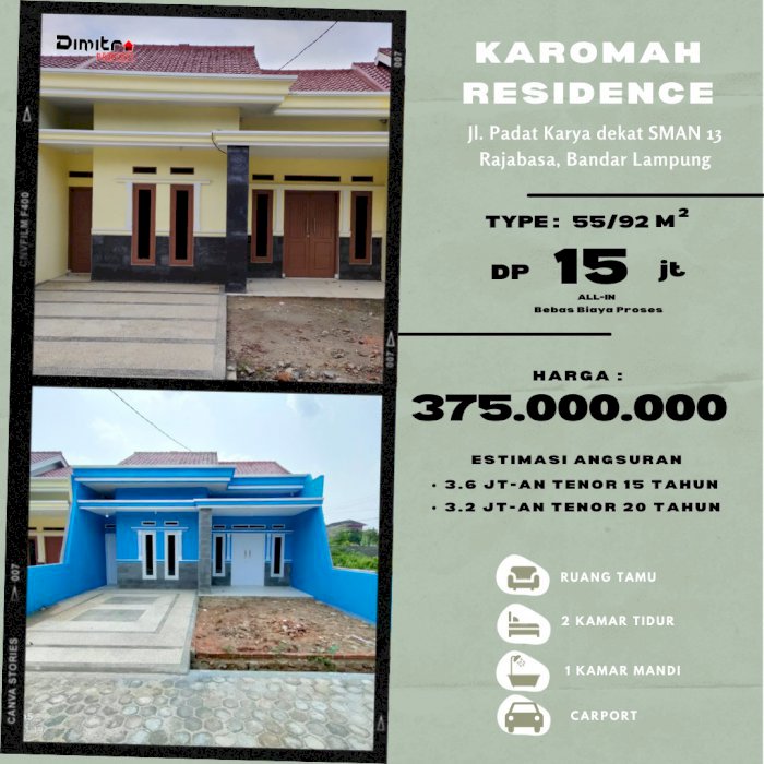 Rumah Siap Ditempatin Bonus AC Lokasi Rajabasa