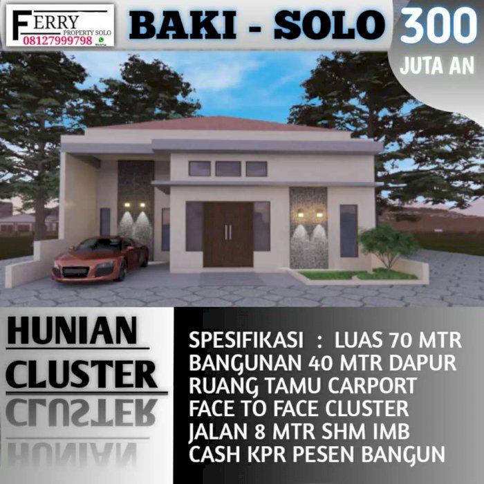 Dijual perumahan baru minimalis solo baru baki daleman gawok 325jt