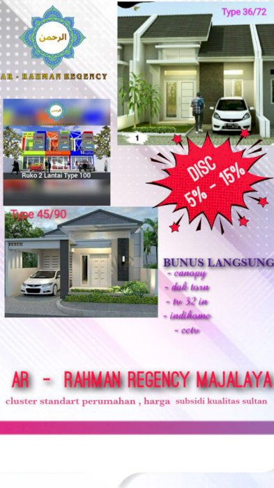 Perumahan Realeastate Disc 15%,Gratis semua biaya : Majalaya - Bandung