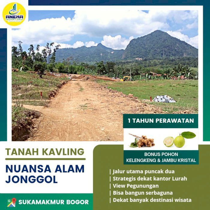 TANAH MURAH PINGGIR JALAN KAVLING SERBAGUNA VIEW PEGUNUNGAN