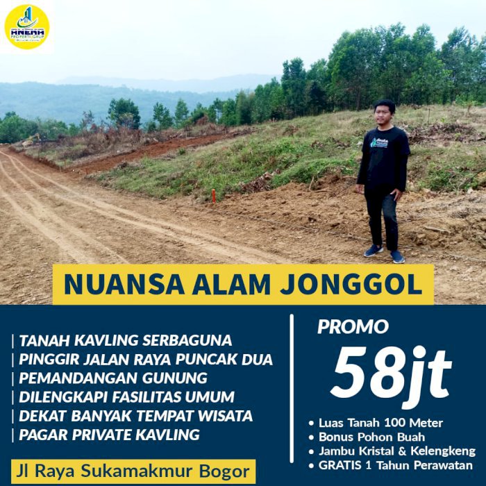 DIJUAL CEPAT TANAH MURAH PINGGIR JALAN KAVLING NUANSA ALAM JONGGOL