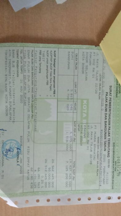 Dijual Tanah seluas = 3.815 m2 Jl Raya Tajur No22/28 Rp 18 JT/m2(NEGO)