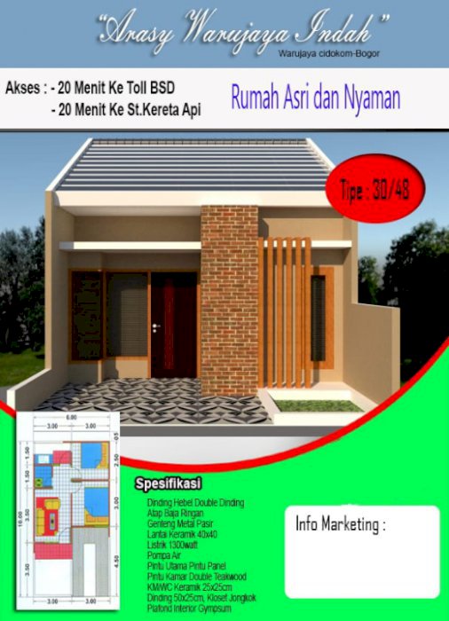 Cluster Waru Jaya Indah 5 menit dari Pasar Parung