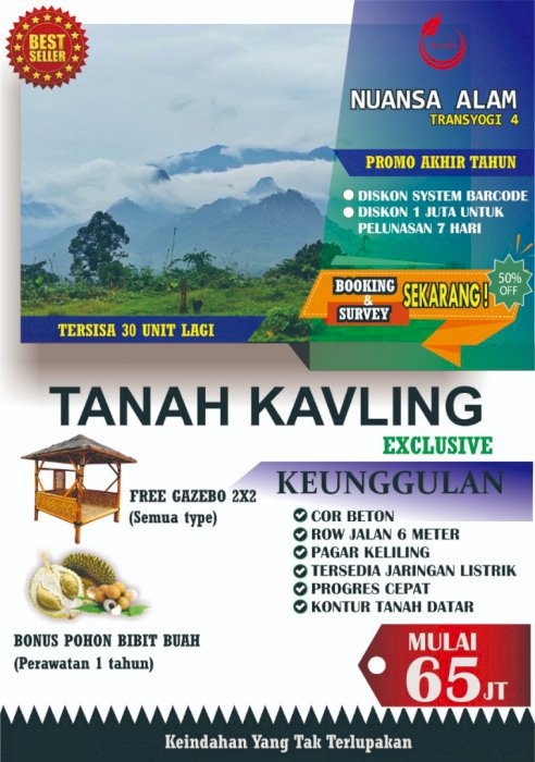 Investasi Tanah Kavling Kawasan Wisata 52juta 100 meter