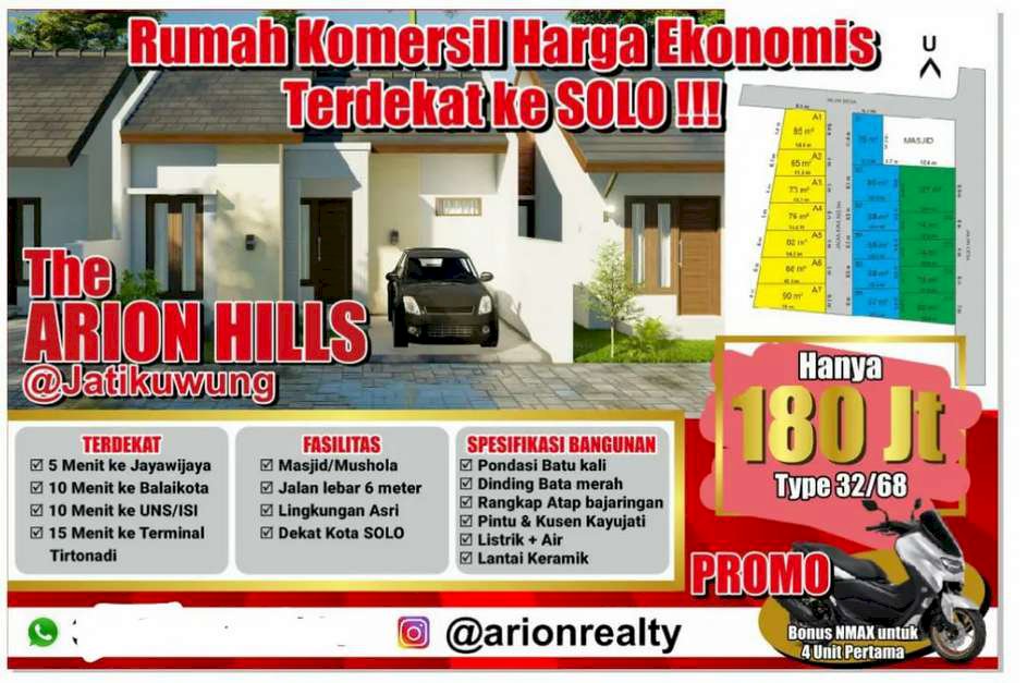 Rumah murah dijual solo Utara jatikuwung wonorejo ndalem kopi 180 juta
