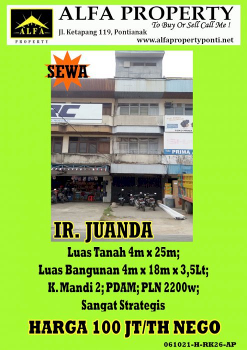 Ruko di Ir Juanda, Pontianak, Kalimantan Barat