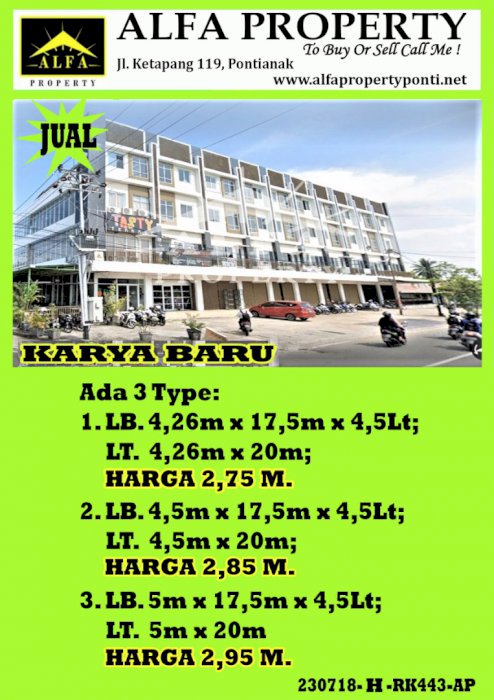 Ruko Daerah Karya Baru, Pontianak, Kalimantan Barat