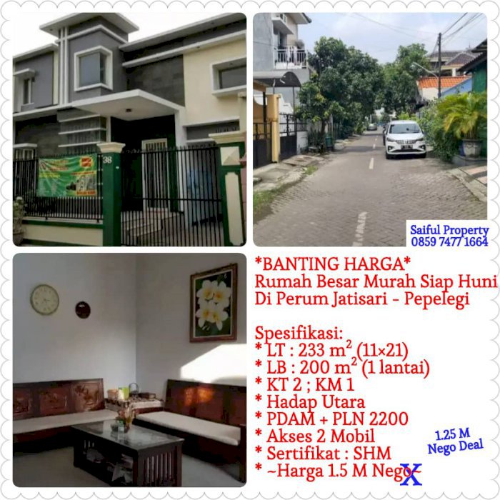 DIJUAL RUMAH BESAR KOKOH, TERAWAT LAYAK HUNI  MURAH SEKOMPLEK JATISARI