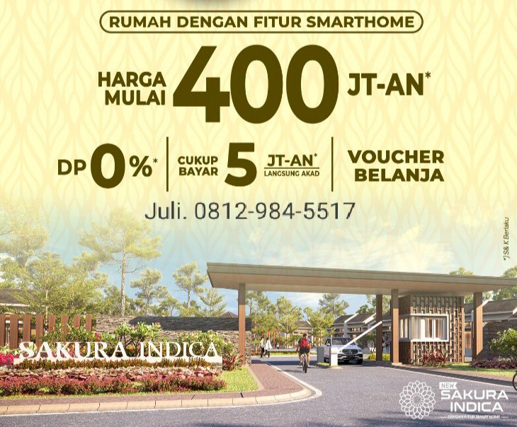 Harvest City Rumah Berfitur Smart Home DP 0% hanya booking 5 jt all in