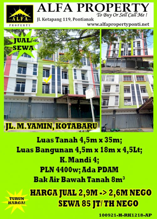 Ruko M Yamin, Kotabaru, Pontianak, Kalimantan Barat