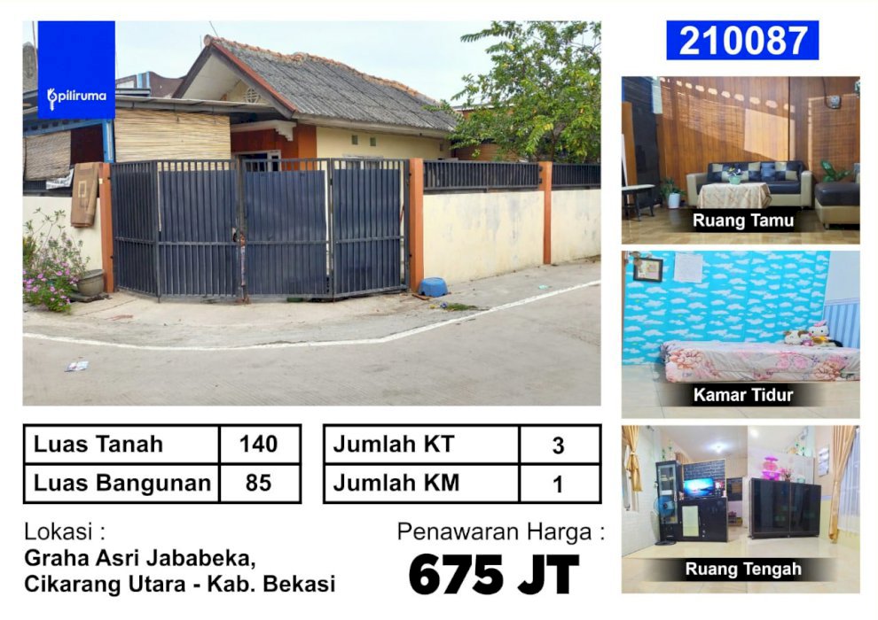 Dijual Rumah Graha Asri Cikarang Utara