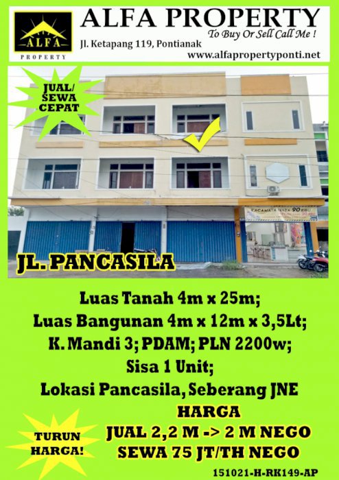 Ruko Pancasila Gusti Hamzah Pontianak, Kalimantan Barat
