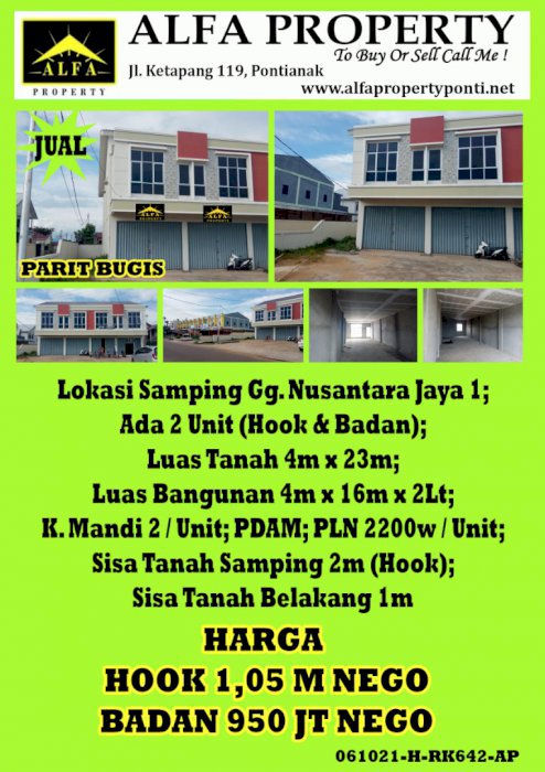 Ruko di Parit Bugis Pontianak Kalimantan Barat