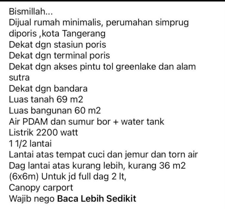 Perumahan simprug poris di tangerang kota