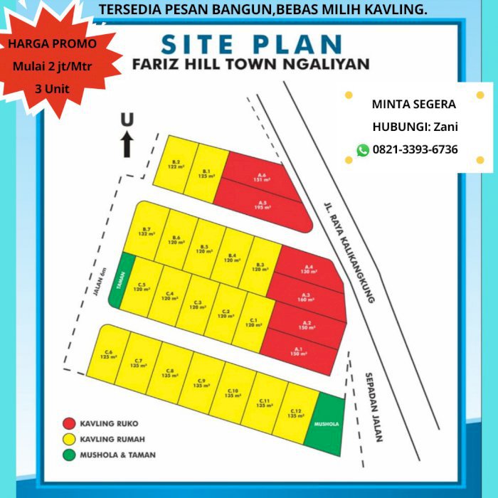 KAVLING FARIZ HILL TOWN NGALIYAN SYARIAH, TERSEDIA PESAN BANGUN