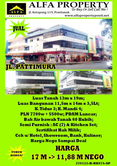 Ruko Jalan Pattimura, Pontianak, Kalimantan Barat