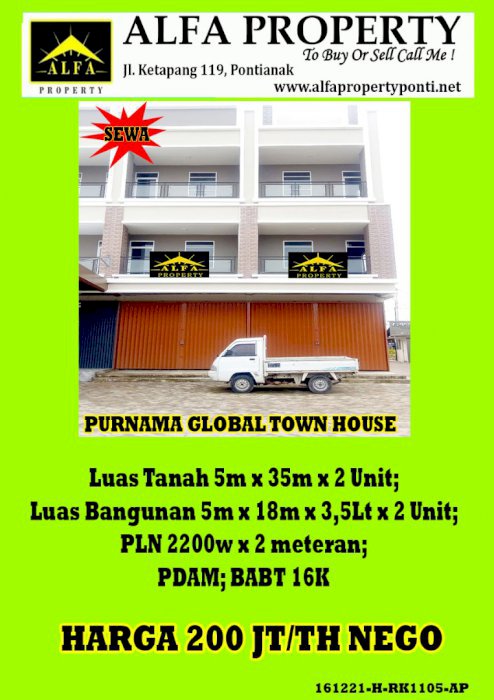 Ruko Jl Purnama Global Town House, Pontianak, Kalimantan Barat