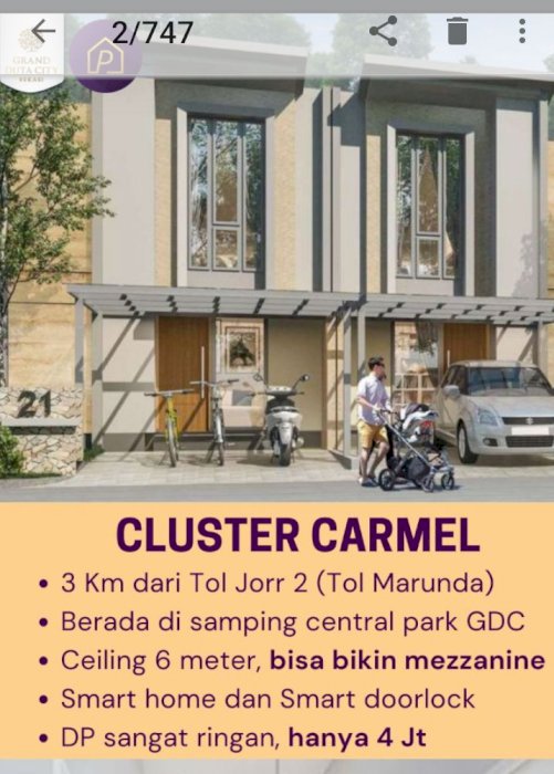 Cluster Casa Grand Duta City Lifestyle Mewah Pondok Unggu Bekasi