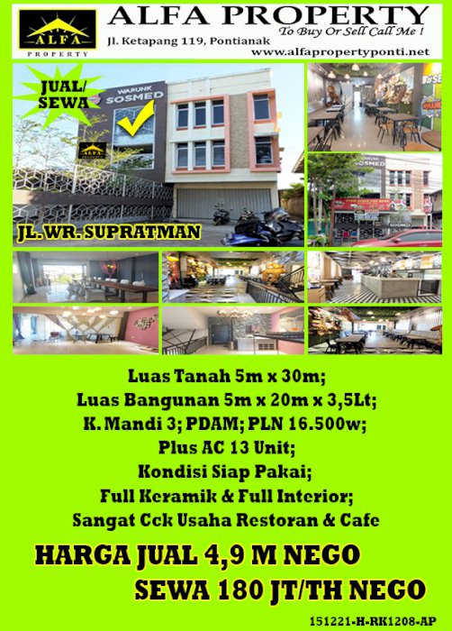 Ruko di WR Supratman, Pontianak, Kalimantan Barat