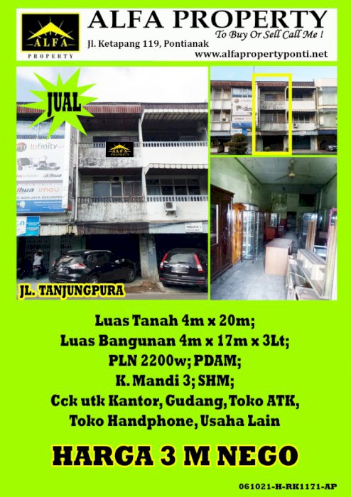 Ruko Lokasi Jl Tanjung Pura, Pontianak, Kalimantan Barat
