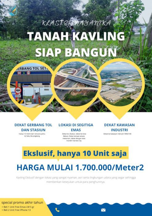 Kavling Siap Bangun di Lokasi SEGITIGA EMAS (Cibubur - Bekasi - Cikarang)