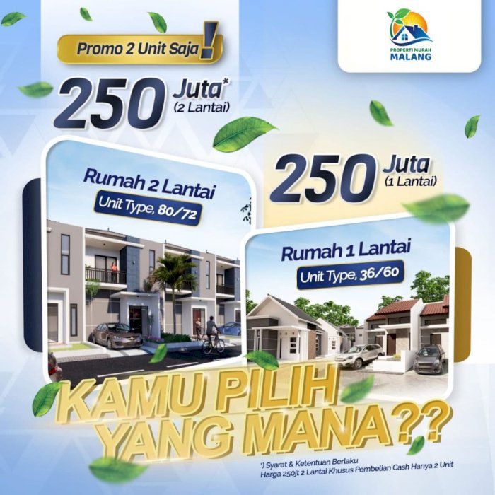 Promo Cash Keras Super Gila. Rumah Type 80/72 Harga Cuma 250 jt