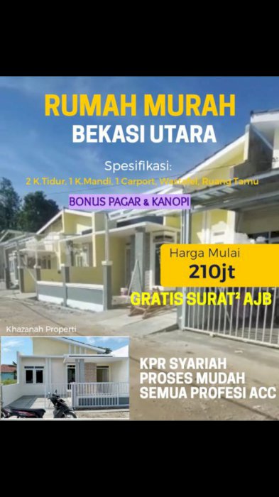 Rumah syariah Murah 200 jutaan bonus pagar+surat2+pagar dkat jkarta