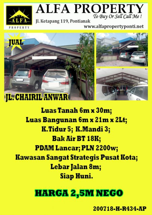 Rumah di Chairil Anwar, Pontianak, Kalimantan Barat