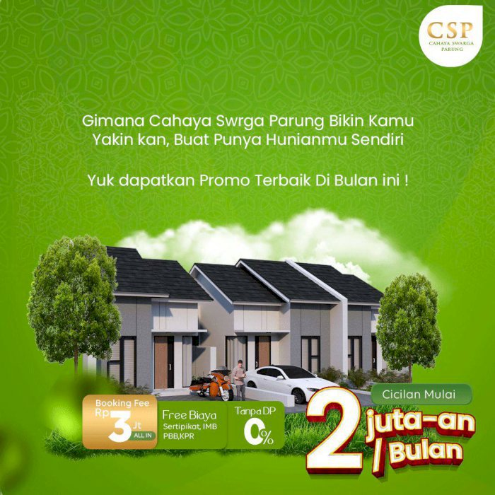 Perumahan Cluster Murah Cahaya Swarga Parung Bogor