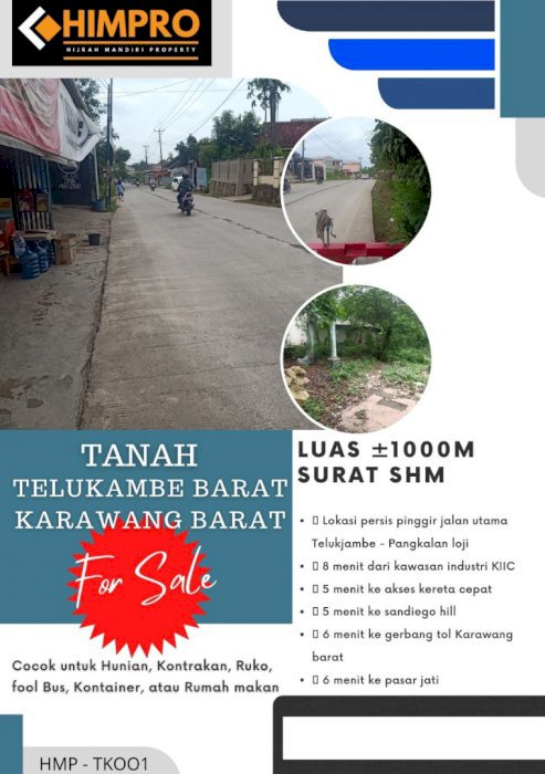 TANAH KAMPUNG DIJUAL MURAH, LOKASI DEKAT PINTU TOL KARAWANG BARAT