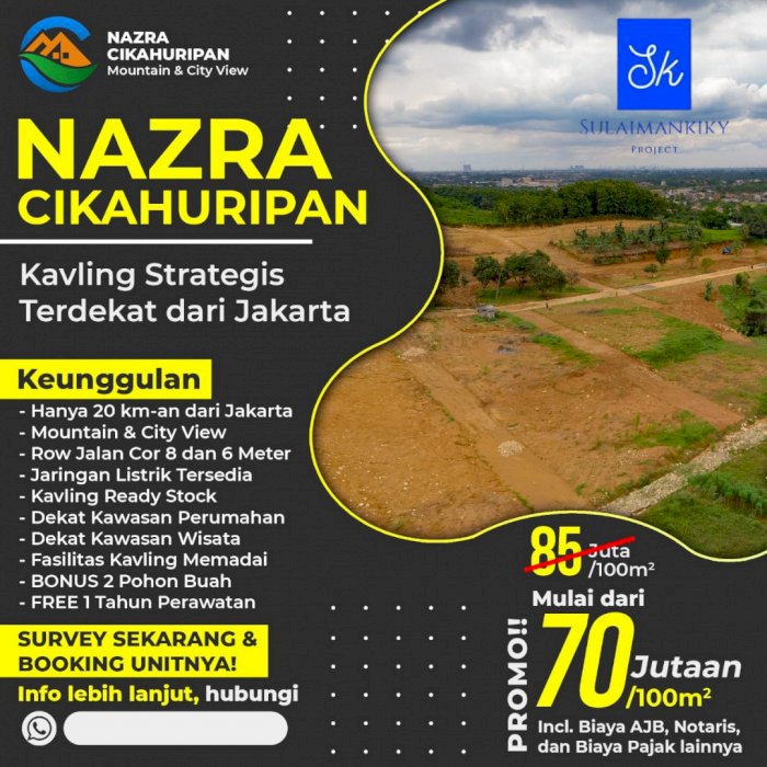 Jual tanah kavling 100 m2 72 jt Nazra CIKAHURIPAN bogor