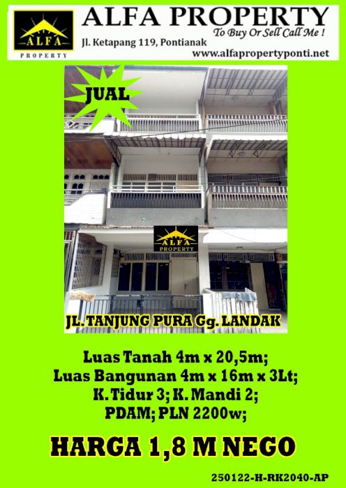 Ruko Tanjung Pura di Kota Pontianak  Kalimantan Barat