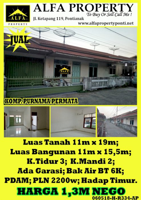 Rumah Jl Purnama Permata, Pontianak, Kalimantan Barat