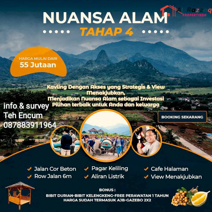 Kavling Tanah Produktif NUANSA ALAM 4 Strategis Legalitas Aman di Jonggol Bogor