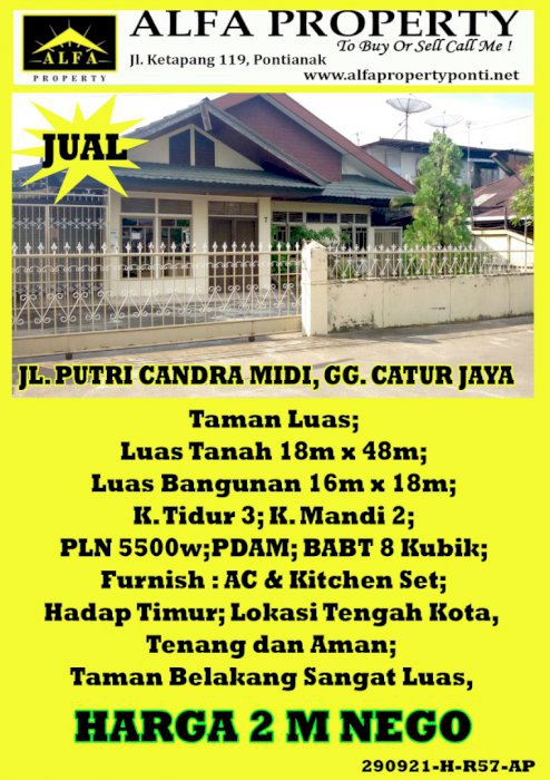 Rumah Jl Putri Candra Midi, Pontianak, Kalimantan Barat