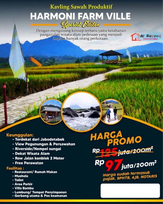 Investasi Sawah Wisata HARMONI FARM VILLE SPECIAL EDITION Bogor