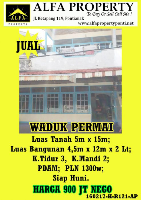 Rumah di Waduk Permai Pontianak Kalimantan Barat