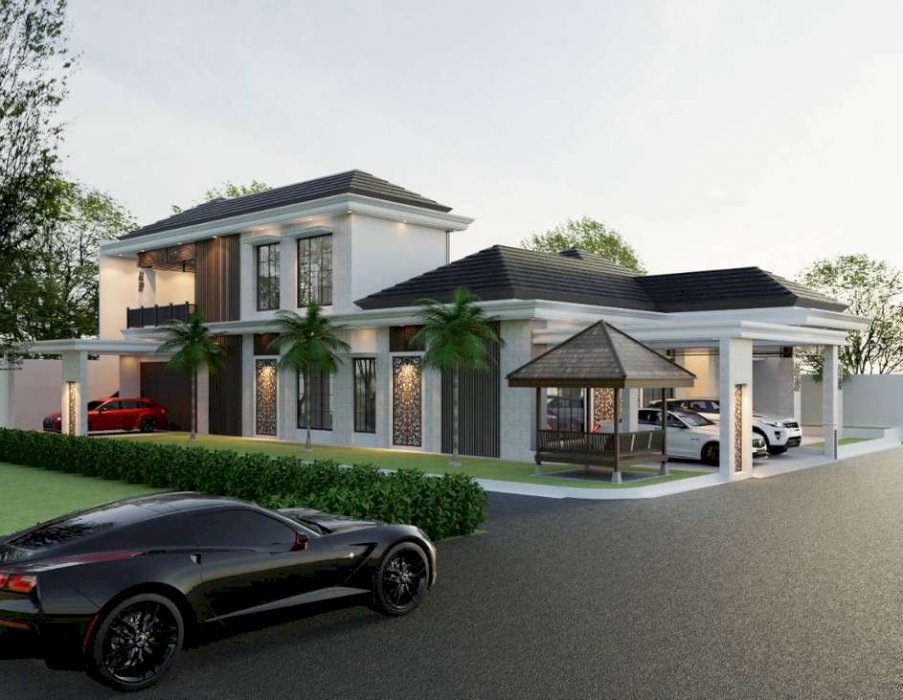 dijual rumah modern design tropis modern di cemara gading