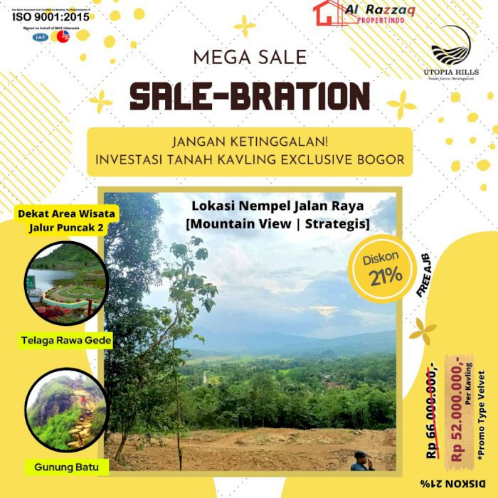UTOPIA HILLS KAVLING UNTUK INVESTASI & BISNIS STRATEGIS DEKAT JAKARTA