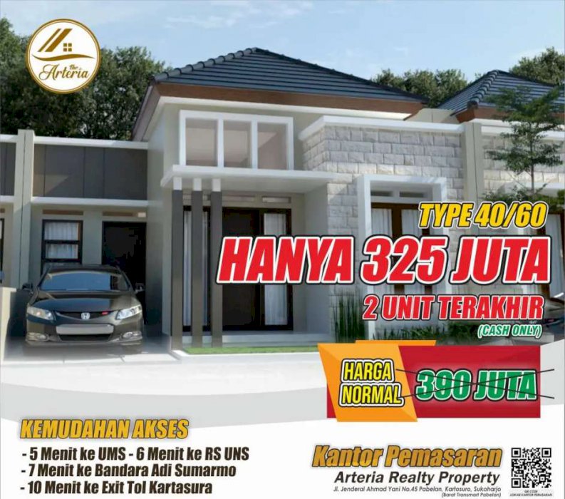 Rumah discount gede dijual solo singopuran kartosuro pabelan ums 325jt