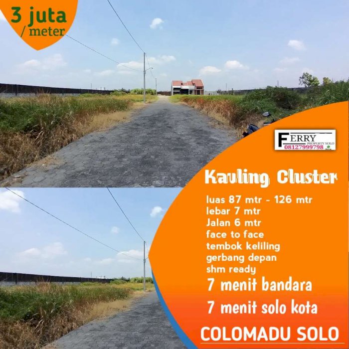 Tanah kavling perumahan dijual solo paulan colomadu ihs ums 3jt/mtr