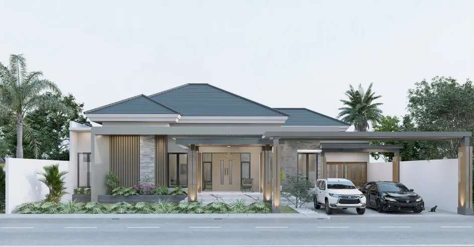 Rumah mewah d tengah kota pekanbaru bebas design